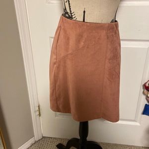 nude pink suede pencil skirt